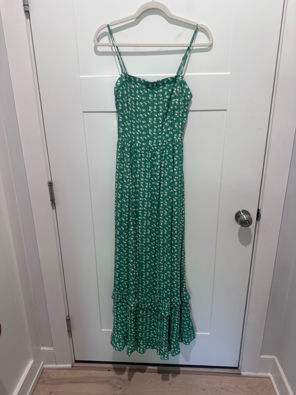 Vici Green Floral Spaghetti-Strap Maxi Dress